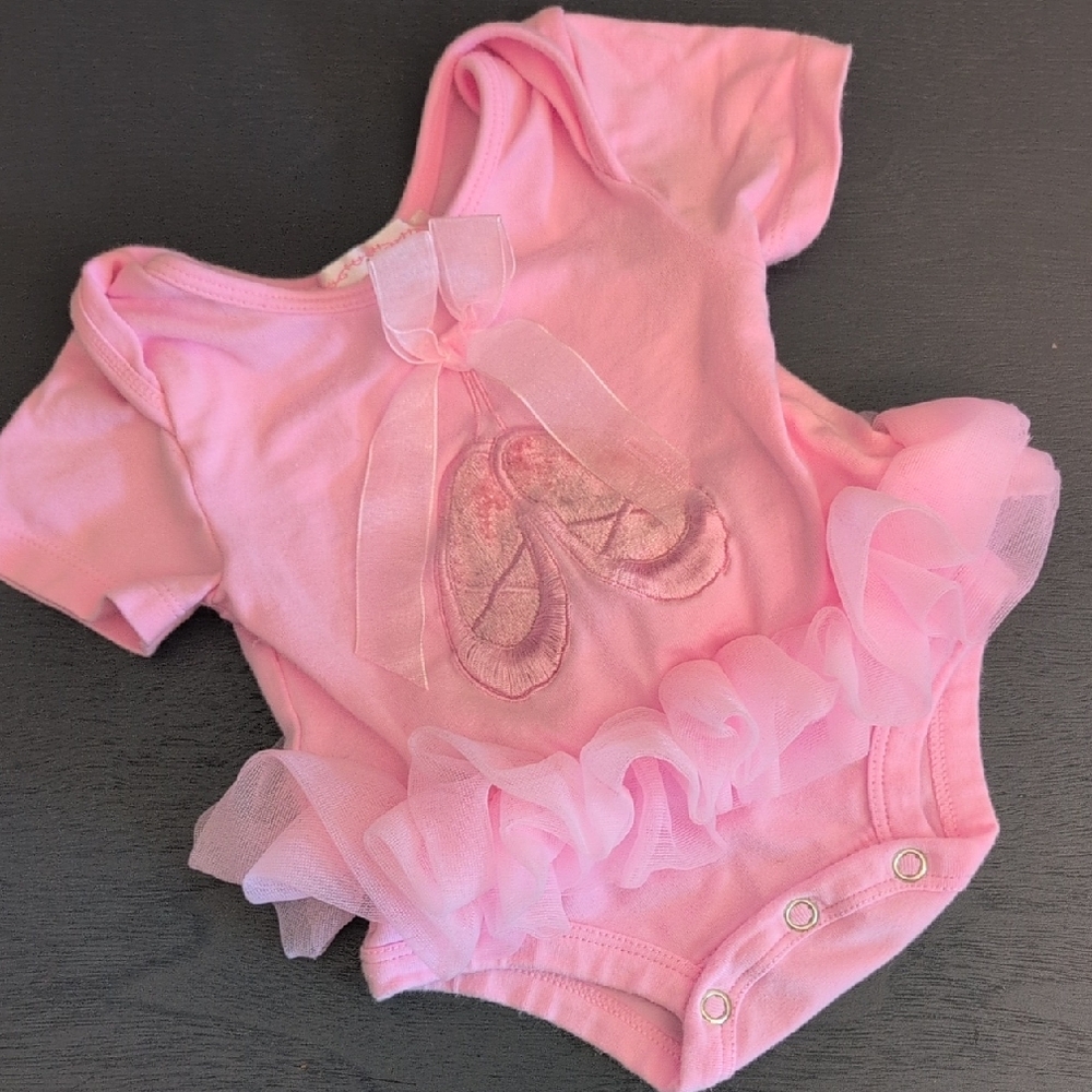Popatu Pink Baby Onesie with Ballet Design